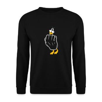 Oie doigt d’honneur humour - Sweat-shirt Unisexe - noir - Devant - Alina (178cm) & Michal (187cm)