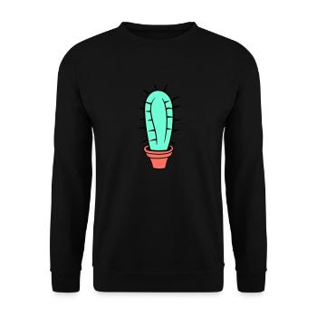 Kleiner Kaktus Stacheln Wüsten Kakteen Blumentopf - Unisex Pullover - Schwarz - Vorne - Alina (178cm) & Michal (187cm)