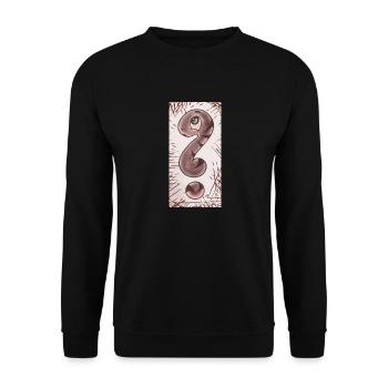 Fragezeichen Schlange braun schmal - Unisex Pullover - Schwarz - Vorne - Alina (178cm) & Michal (187cm)