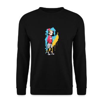 Street Art Girl 232343 - Unisex Sweatshirt - black - Front - Alina (178cm) & Michal (187cm)