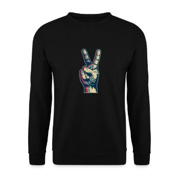 Peace hand - Sweat-shirt Unisexe - noir - Devant - Alina (178cm) & Michal (187cm)