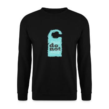 Bitte nicht stören- Hotel Schild- Spaß Ruhe - Unisex Pullover - Schwarz - Vorne - Alina (178cm) & Michal (187cm)