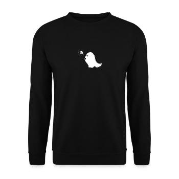 Cute little Halloween ghost says boo - Unisex Sweatshirt - black - Front - Alina (178cm) & Michal (187cm)