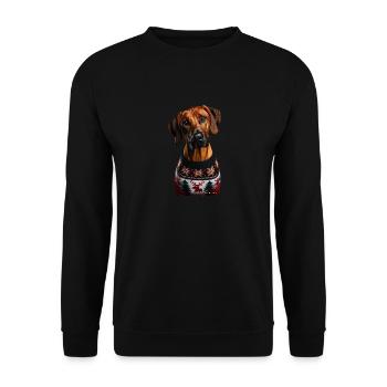Rhodesian Ridgeback Weihnachten - Unisex Pullover - Schwarz - Vorne - Alina (178cm) & Michal (187cm)