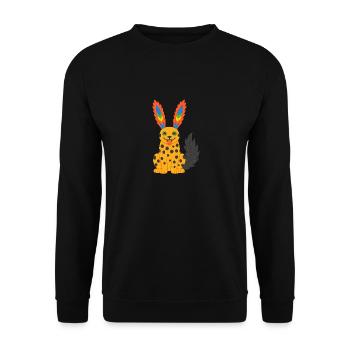 Exotic fantasy cheetah with rainbow feather ears - Unisex Sweatshirt - black - Front - Alina (178cm) & Michal (187cm)
