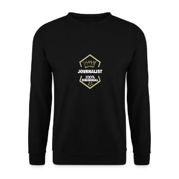 Arbeit Journalist - Unisex Pullover - Schwarz - Vorne - Alina (178cm) & Michal (187cm)
