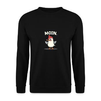 Moin Möwe Dart mit Dartpfeil - Unisex Pullover - Schwarz - Vorne - Alina (178cm) & Michal (187cm)