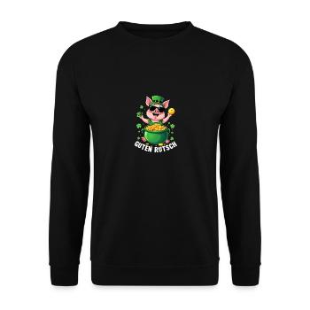 Lucky Pig - Réveillon du Nouvel An Bonne Année - Sweat-shirt Unisexe - noir - Devant - Alina (178cm) & Michal (187cm)