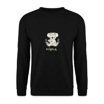 Maman Koala ours câlin I Couronne florale maman I Koala - Sweat-shirt Unisexe - noir - Devant - Alina (178cm) & Michal (187cm)