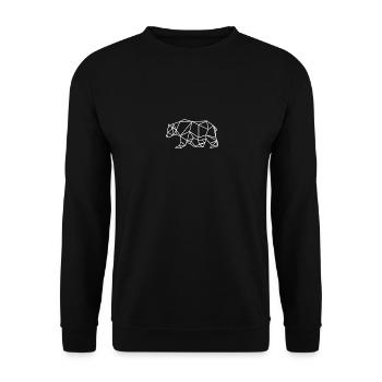 Bear white walking in a geometric design - Unisex Sweatshirt - black - Front - Alina (178cm) & Michal (187cm)