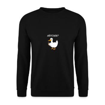 Ente Kaffee Spruch - Unisex Pullover - Schwarz - Vorne - Alina (178cm) & Michal (187cm)