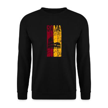 Rom T-Shirt Design Grunge Effekt Roma Rom Rome - Unisex Pullover - Schwarz - Vorne - Alina (178cm) & Michal (187cm)