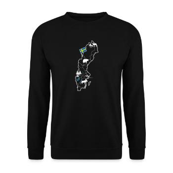 Carte de la Suède avec orignal et drapeau - Sweat-shirt Unisexe - noir - Devant - Alina (178cm) & Michal (187cm)