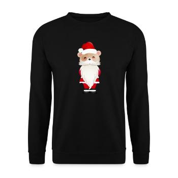 LITTLE CHRISTMAS BEAR WITH SANTA HAT AND BEARD - Unisex Sweatshirt - black - Front - Alina (178cm) & Michal (187cm)