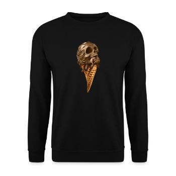 Softeis mit ätherischem Totenkopf - Unisex Pullover - Schwarz - Vorne - Alina (178cm) & Michal (187cm)