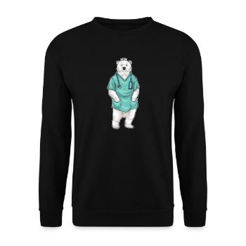 Eisbär Arzt Stethoskop - Unisex Pullover - Schwarz - Vorne - Alina (178cm) & Michal (187cm)