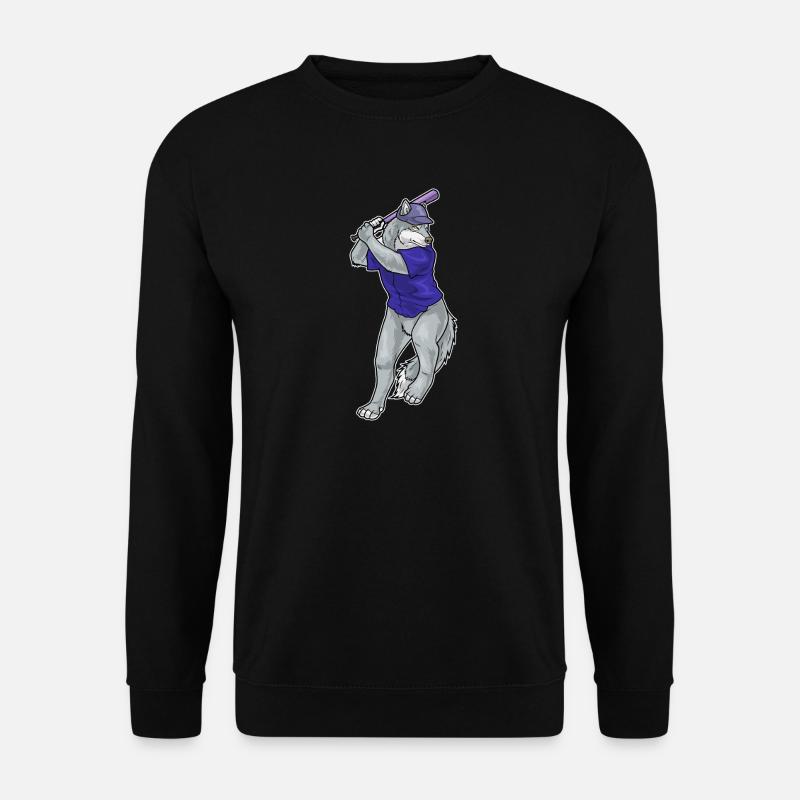 Wolf Baseball Baseballschläger - Unisex Pullover - Schwarz