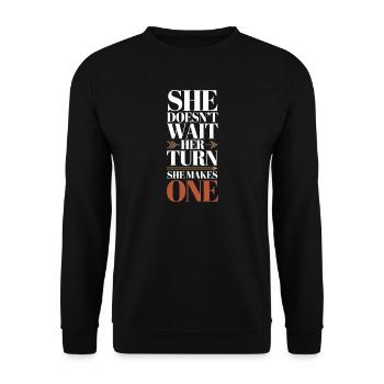 She Leads Quietly But Powerfully Women's Equality - Unisex Sweatshirt - black - Front - Alina (178cm) & Michal (187cm)