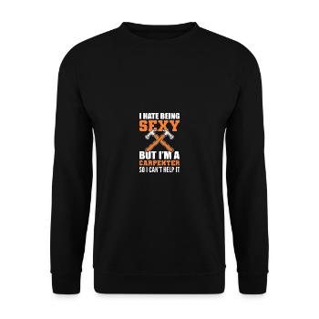 Hasse es sexy zu sein Lustige Person Geschenk - Unisex Pullover - Schwarz - Vorne - Alina (178cm) & Michal (187cm)