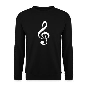 Notenschlüssel Musik Instrument Geschenkidee - Unisex Pullover - Schwarz - Vorne - Alina (178cm) & Michal (187cm)