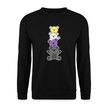 Nichtbinäres Fahnenbärendesign für stolze Enbys - Unisex Pullover - Schwarz - Vorne - Alina (178cm) & Michal (187cm)