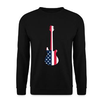 GITARRE MIT US AMERIKANISCHER FLAGGE GITARREN - Unisex Pullover - Schwarz - Vorne - Alina (178cm) & Michal (187cm)