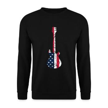GITARRE MIT US AMERIKANISCHER FLAGGE GITARREN - Unisex Pullover - Schwarz - Vorne - Alina (178cm) & Michal (187cm)