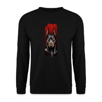 Vigilant Stare: Doberman's Gaze - Unisex Sweatshirt - black - Front - Alina (178cm) & Michal (187cm)