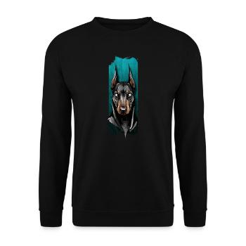 Noble Watch: Majestic Dobermans' Gaze - Unisex Sweatshirt - black - Front - Alina (178cm) & Michal (187cm)