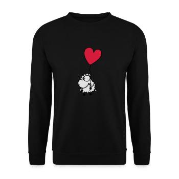 Liebes Schaf - mit Herz Ballon - Unisex Pullover - Schwarz - Vorne - Alina (178cm) & Michal (187cm)