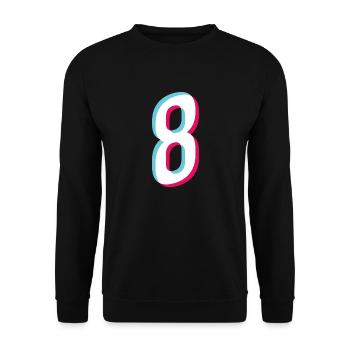 8 - NUMMER 8 - Zahl 8 Trikotnummer - Unisex Pullover - Schwarz - Vorne - Alina (178cm) & Michal (187cm)