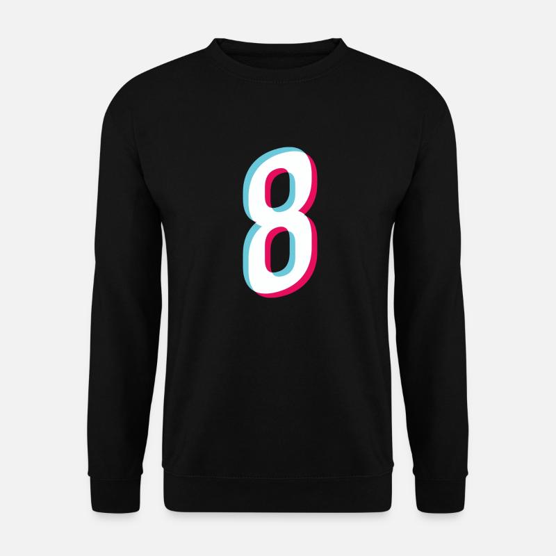 8 - NUMMER 8 - Zahl 8 Trikotnummer - Unisex Pullover - Schwarz