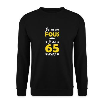 je m'en fous j'ai 65 ans / anniversaire 65 ans - Sweat-shirt Unisexe - noir - Devant - Alina (178cm) & Michal (187cm)