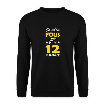 je m en fous j'ai 12 ans / humour anniversaire 12 - Sweat-shirt Unisexe - noir - Devant - Alina (178cm) & Michal (187cm)