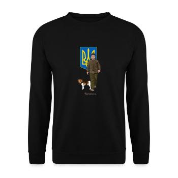 Ukraine Trysub Dog Patron and President Zelensky - Unisex Sweatshirt - black - Front - Alina (178cm) & Michal (187cm)