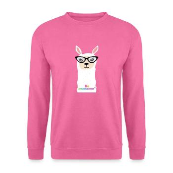 Lama avec des lunettes avec la phrase « sois génial » - Sweat-shirt Unisexe - rose - Devant