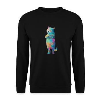 Bunte Katze 2 - Unisex Pullover - Schwarz - Vorne - Alina (178cm) & Michal (187cm)
