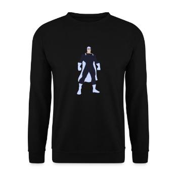 Sei ein Superheld! Seien Sie mutig! - Unisex Pullover - Schwarz - Vorne - Alina (178cm) & Michal (187cm)