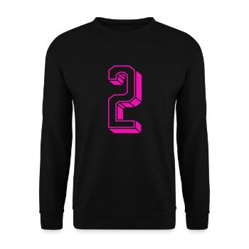 Zahl zwei - Nummer 2 pink Mädchen Trikotnummer - Unisex Pullover - Schwarz - Vorne - Alina (178cm) & Michal (187cm)