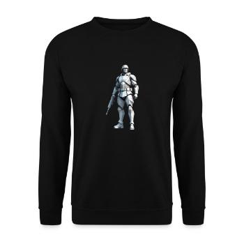 Soldier - Low Poly Army Design - Unisex Sweatshirt - black - Front - Alina (178cm) & Michal (187cm)