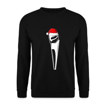 Weihnachtsmannmütze Säge Xmas Schreiner - Unisex Pullover - Schwarz - Vorne - Alina (178cm) & Michal (187cm)