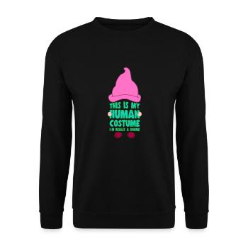 C’est mon costume humain Je suis un cadeau d’amoureux des gnomes - Sweat-shirt Unisexe - noir - Devant - Alina (178cm) & Michal (187cm)