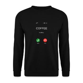 Funny Coffee Gift - Coffee is Calling - Unisex Sweatshirt - black - Front - Alina (178cm) & Michal (187cm)