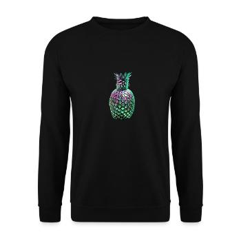 metall,ananas mit pailletten,Paillettenn,Ananas - Unisex Pullover - Schwarz - Vorne - Alina (178cm) & Michal (187cm)