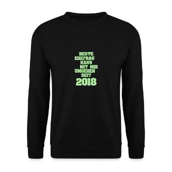 Ehefrau Jahr2018 - Unisex Pullover - Schwarz - Vorne - Alina (178cm) & Michal (187cm)
