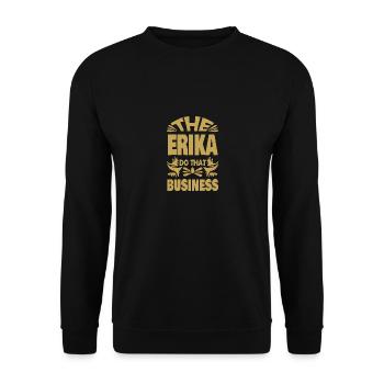 Geschenk für Erika - Unisex Pullover - Schwarz - Vorne - Alina (178cm) & Michal (187cm)