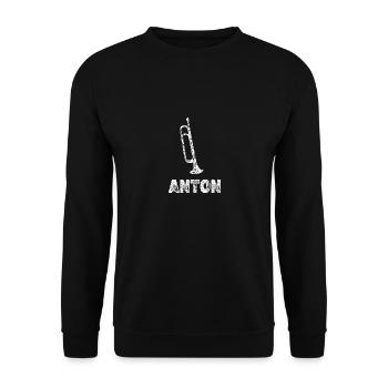 Geschenk für Anton - Unisex Pullover - Schwarz - Vorne - Alina (178cm) & Michal (187cm)