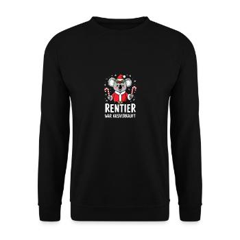 Rentier War Ausverkauft - Koala - Unisex Pullover - Schwarz - Vorne - Alina (178cm) & Michal (187cm)