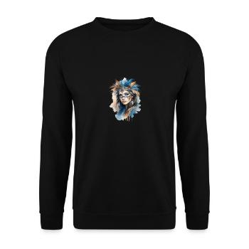 Enigmatic Feathered Spirit Portrait - Unisex Sweatshirt - black - Front - Alina (178cm) & Michal (187cm)