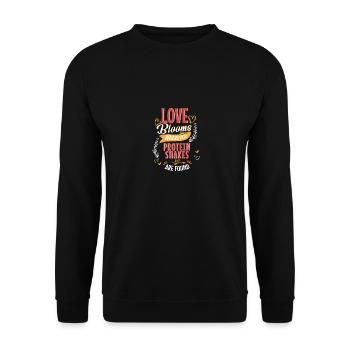 Love Blooms Wherever Protein Shakes Are Found - Unisex Sweatshirt - black - Front - Alina (178cm) & Michal (187cm)